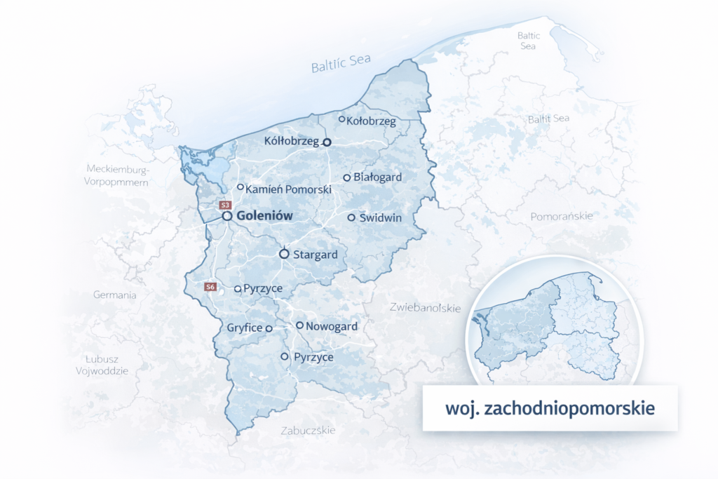 obszar dojazdu serwisu chłodni transportowych